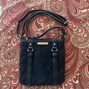 Tommy Hilfigure Black Small Crossbody Gold Hardware Vegan Leather Bag